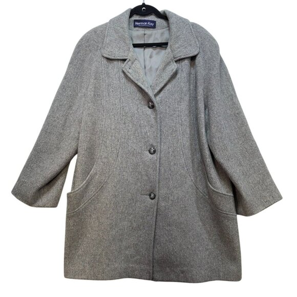 Herman Kay Womens Wool Blend Coat Size 18 Gray - Picture 1 of 13